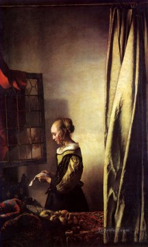  Ventana Obras - Niña leyendo una carta en una ventana abierta Barroco Johannes Vermeer